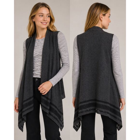 Banana Republic Sweaters - Banana republic southwestern Wool Boho Waterfall Gray black striped Navajo